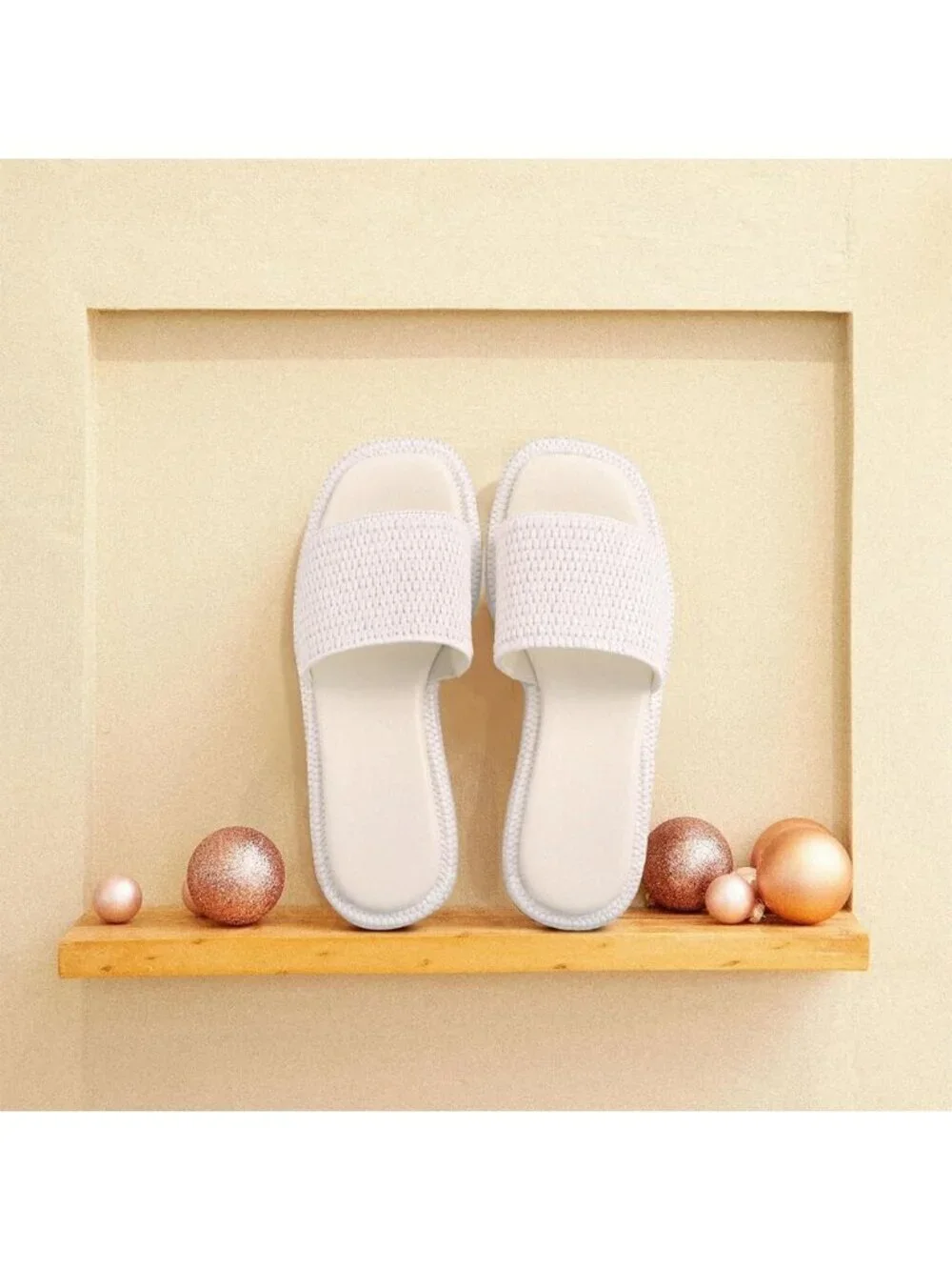 Women's White Leather Woven Wedges Beach Slip On Comfortable Casual Platform